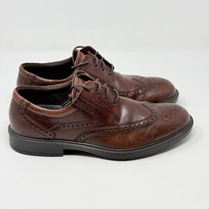 Ecco Brogue Wingtip Derby Shoes Mens 10 - 10.5 EU 44 Brown Leather Lace Up